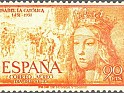 Spain 1951 Isabella the Catholic 90 CTS Yellow Orange Edifil 1098. Spain 1951 Edifil 1098 Isabel Catolica. Uploaded by susofe